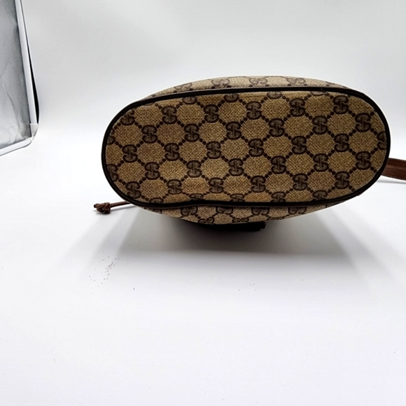 Gucci Vintage Mini Bucket Drawstring Crossbody GG Canvas Leather Web + Dust Bag - Picture 14 of 16